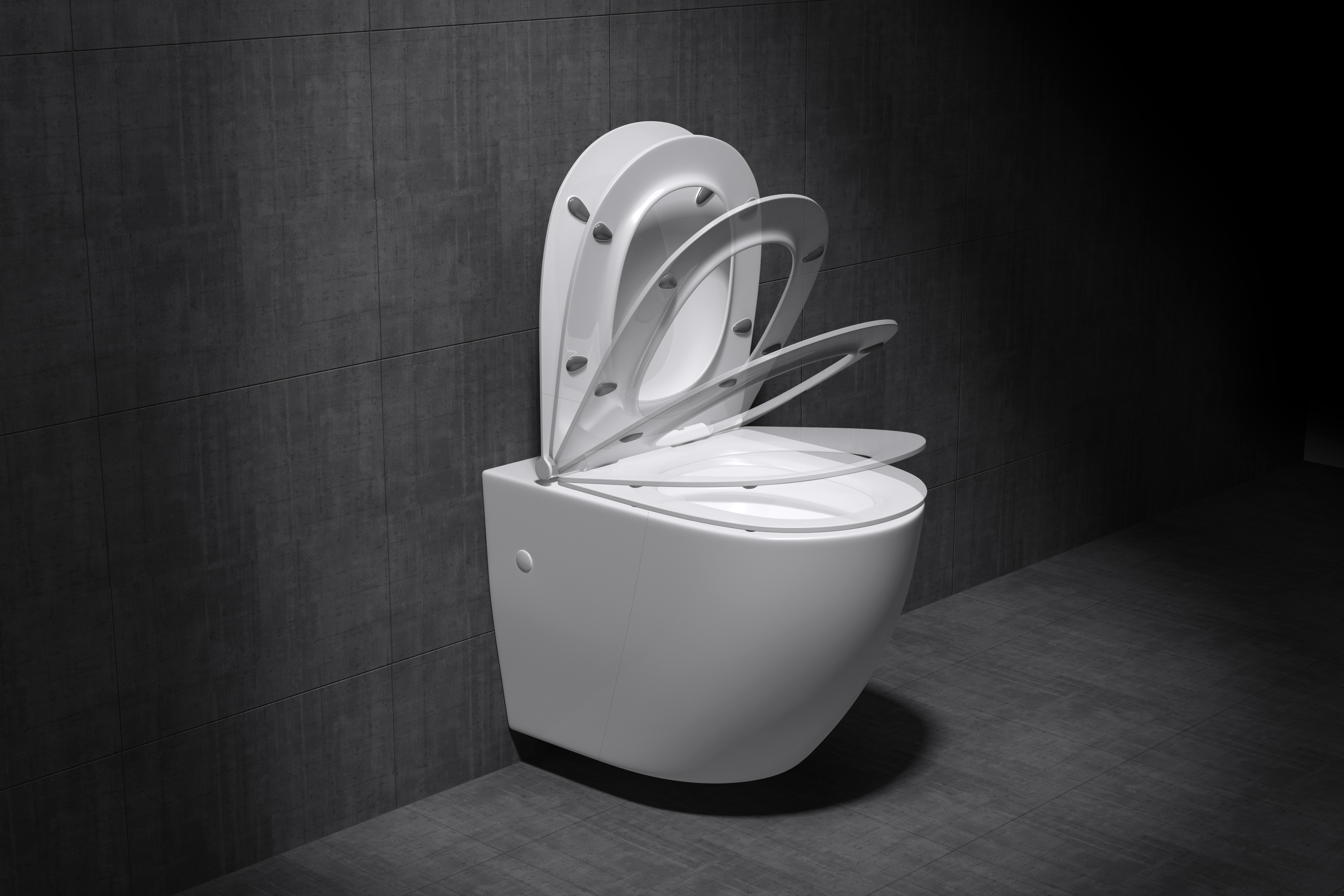 WC suspendu blanc Sogood Aix502 avec abattant silencieux cuvette céramique 55x37x37cm