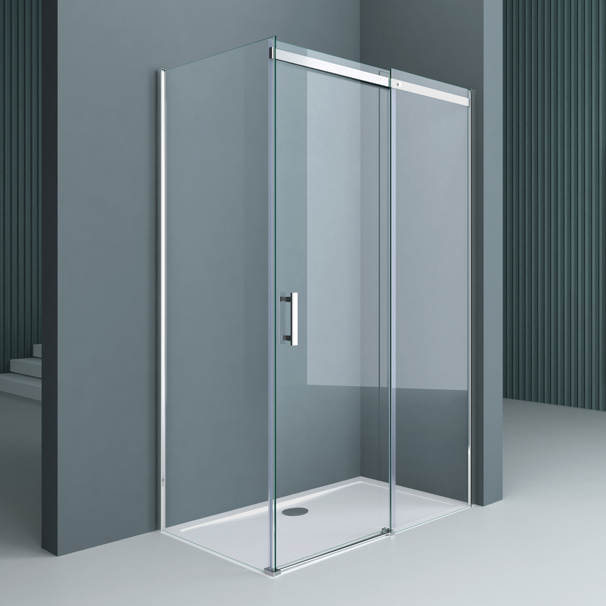 Paroi de douche avec porte coulissante 90x120 Sogood Ravenna18k cabine de douche rectangulaire en verre de sécurité transparent Nano entrée droite