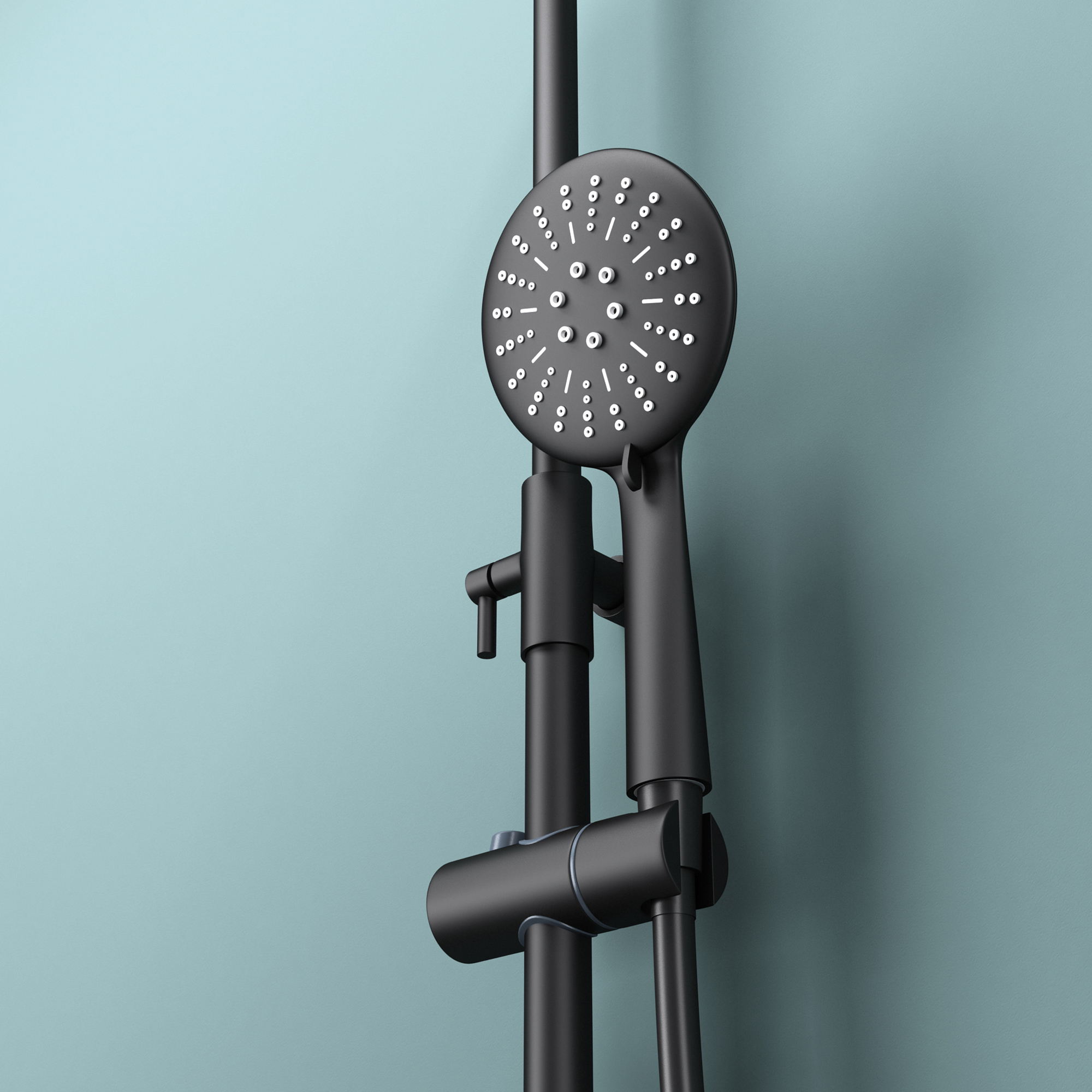 Colonne de douche noir Sogood système de douche flexible avec robinetterie mitigeur douchette à mains pomme haute